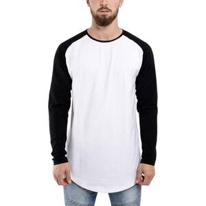 Royal Avalon Mens XL Raglan Baseball Tee White Black Long Sleeve Cotton Shirt